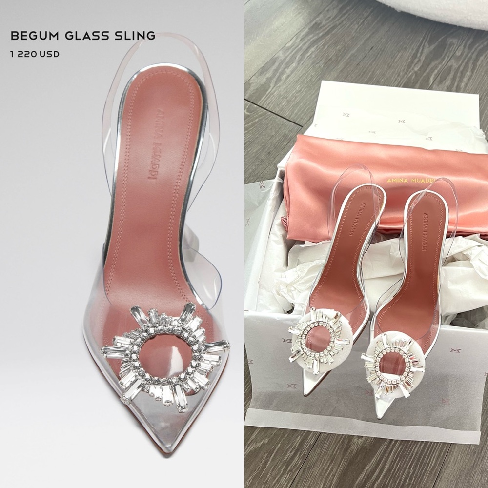 Completely brand new Amina Muaddi 9cm slingback heels. Size 37, never worn